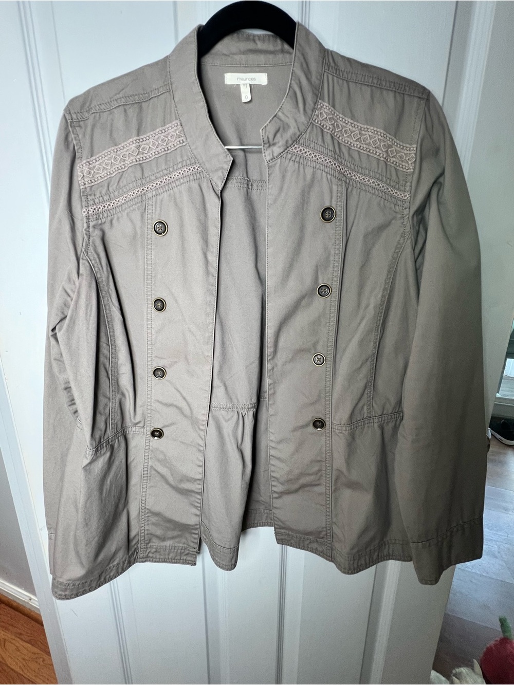 Maurices Taupe Lace-Yoke Utility Jacket